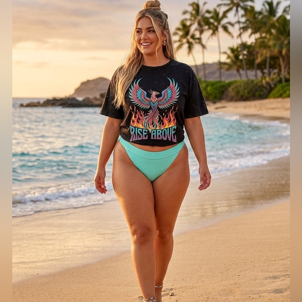 Turquoise Hi Waist Bikini Bottom
